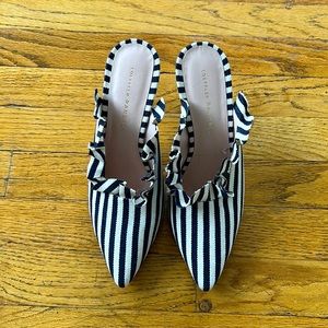 Loeffler Randall white stripes slip on heel